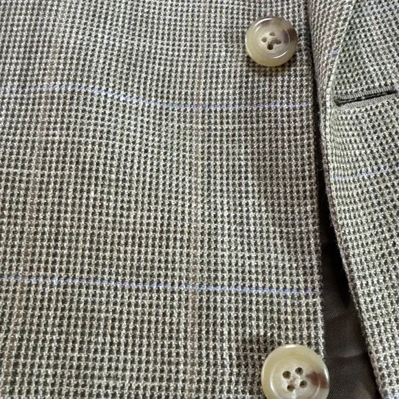 VTG Polo Ralph Lauren Jacket Blazer 42L Italy Made Silk Flax Wool Sport Coat